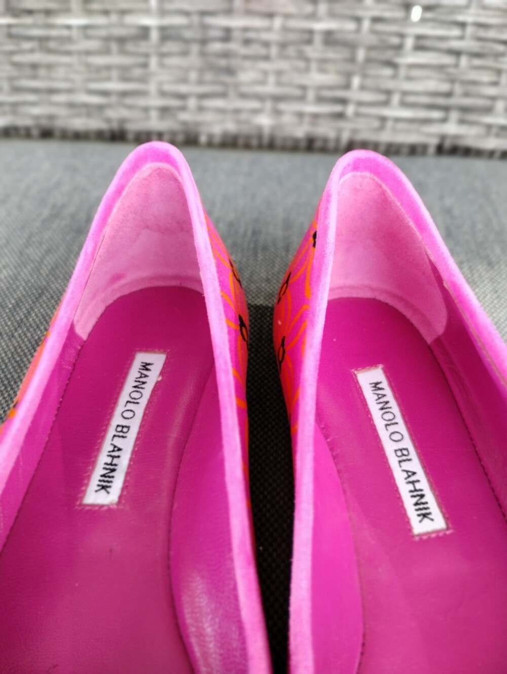 Manolo Blahnik Veralli Floral Ballet Flats Women’s 37.5 Pink Orange Black Italy - Picture 10 of 12